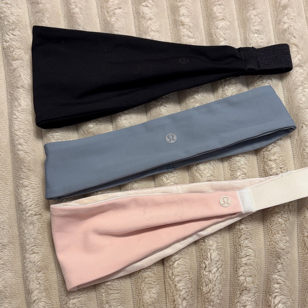 lululemon athletica Headband Trio - Black, Gray, and Pink